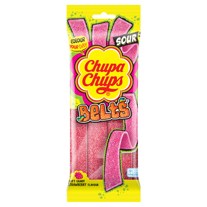 Chupa Chups Belts Sour Strawberry Fizzy